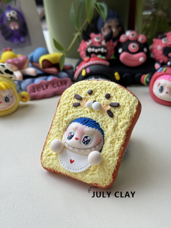Labubu bread slice fridge magnet